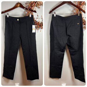 Michael Michael Kors Women's High-Rise Ponte Pintuck Pants PETITE Small Black